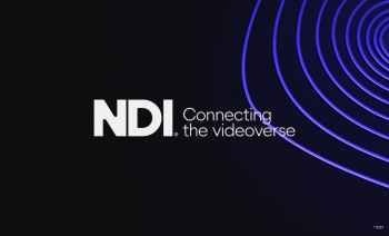 NDI - Connecting the videoverse can be read on top of a dark and purple background.